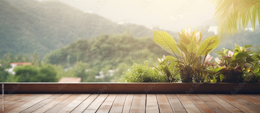 Aufkleber blur nature background with balcony and terrace, providing ample copy space image.