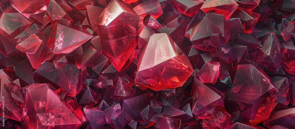Poster red mixed crystals, rock, polygonal, tile background texture. with copy space image. place for addin