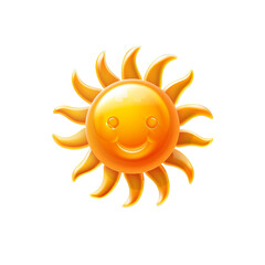 3d icon of the sun, yellow cartoon icon, png on transparent background