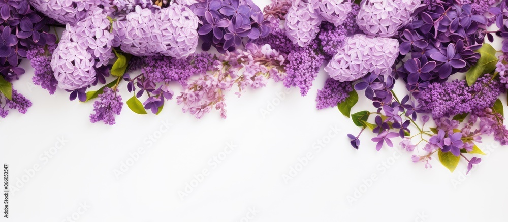 Aufkleber a floral arrangement featuring lilac flowers placed on a pristine white backdrop, embodying a spring