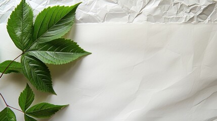 Leaf on a blank background with room for text