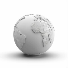 Globe Gray. 3D Earth Symbol with Gray Continents and Atlantic Ocean in the Center