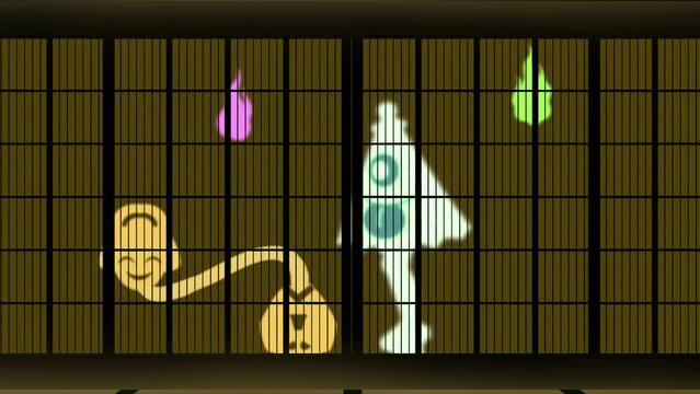 障子越しに見え隠れする日本のお化け