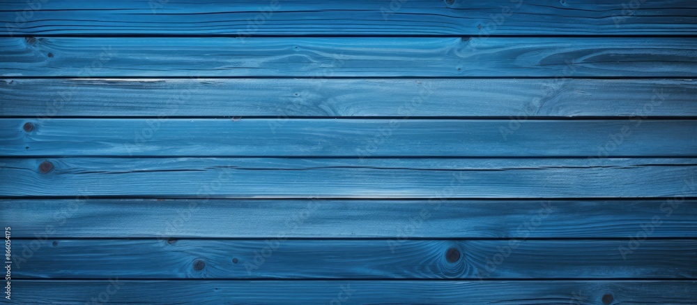Poster conceptualize a design theme using a backdrop of blue wooden planks, ideal for showcasing copy space