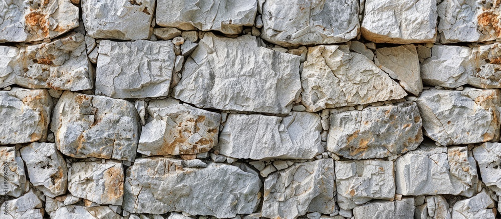 Poster pattern  decorative uneven cracked real stone wall surface with cement. with copy space image. Place for adding text or design