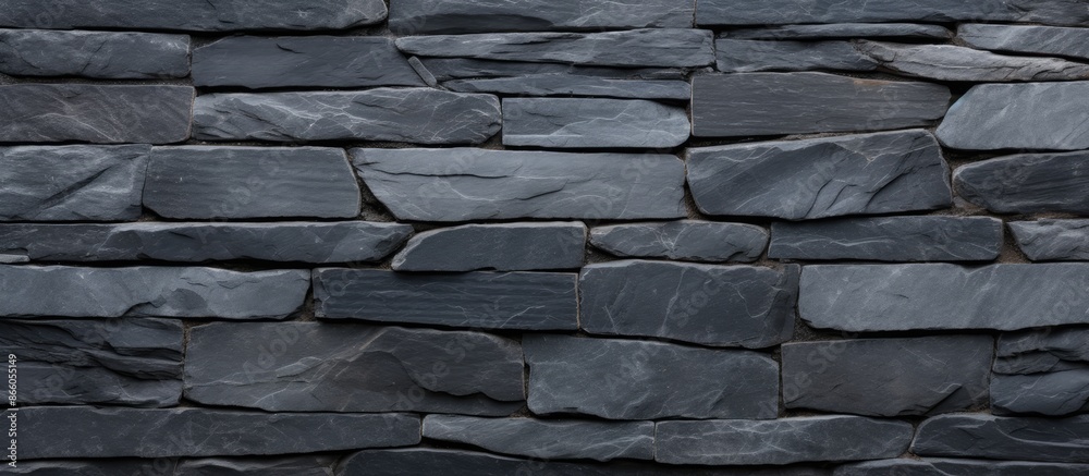 Fototapete High-resolution top view of a background pattern made of natural black slate stone with ample copy space image available.
