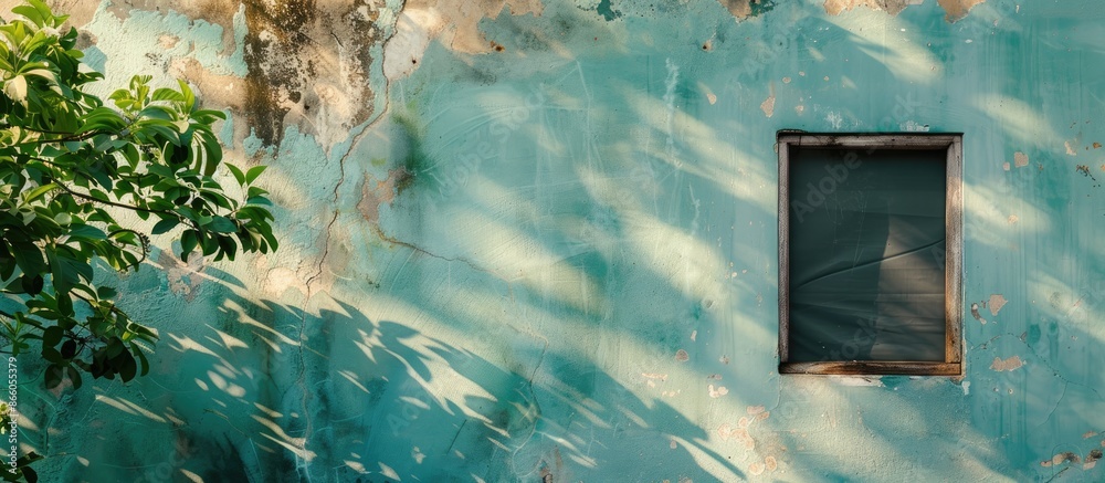Aufkleber Green background old house wall. with copy space image. Place for adding text or design