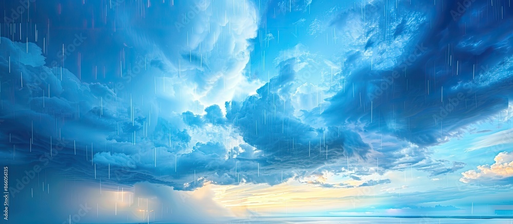 Aufkleber a picturesque natural scene showing a blue sky with large clouds, including rain clouds, providing a