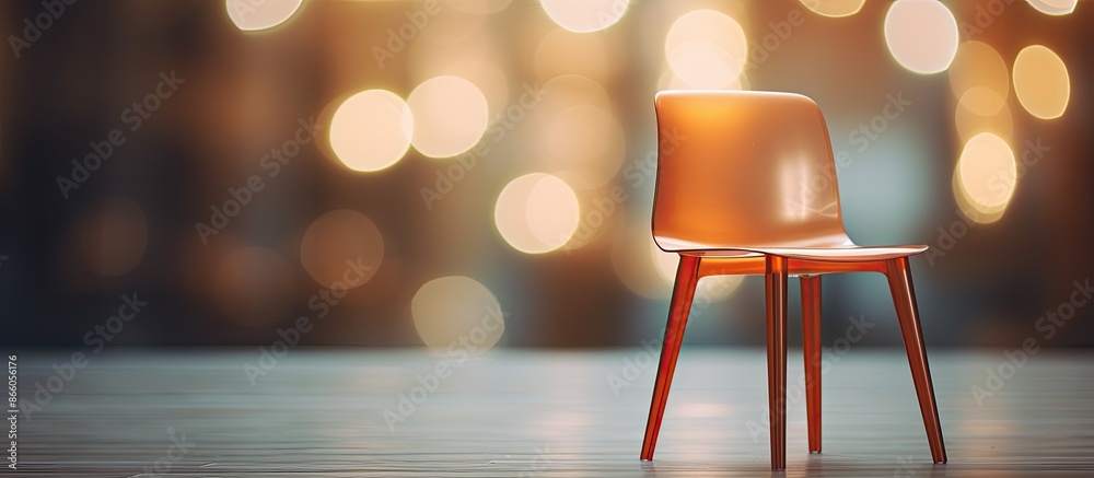 Poster Abstract blurred bokeh background with a modern chair as the focal point, creating a stylish scene with copy space image.
