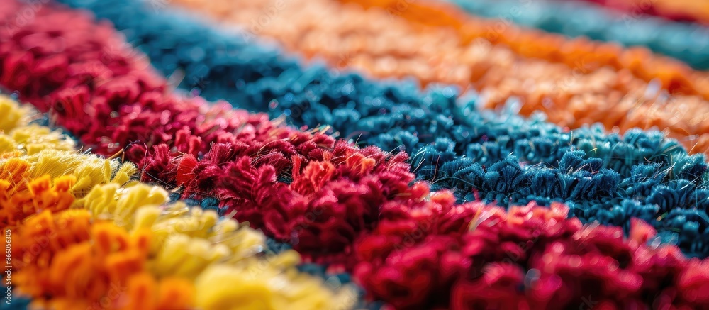 Fototapete Closeup of colorful carpet texture. with copy space image. Place for adding text or design
