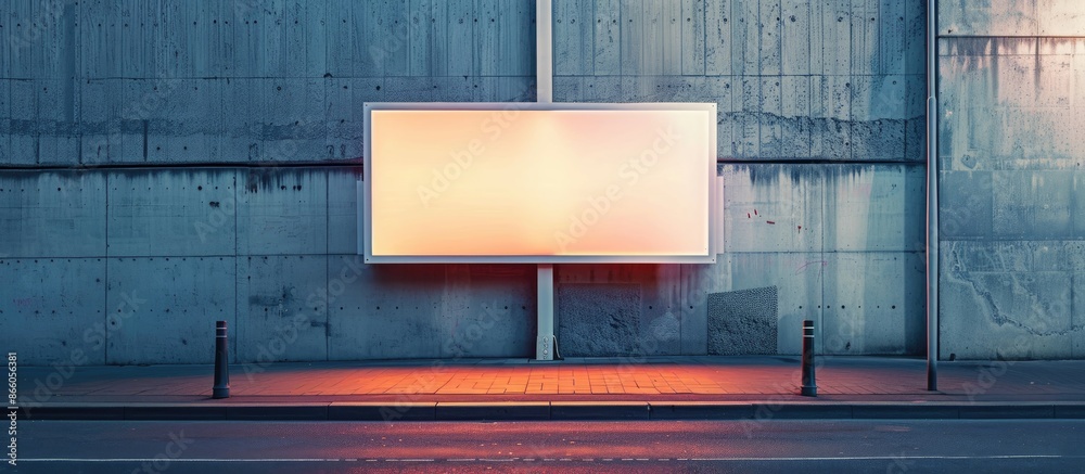 Poster street wall with a large blank billboard and banners for your text on a copy space image.
