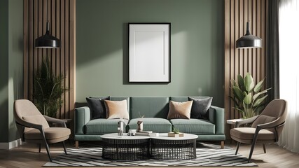 Modern luxury interior designs. Empty painted wall for mockup.Accent furniture and a blank background.Interior trend 2024 year Modern luxury apricot room interior home designs. Mockup wall, Mockups
