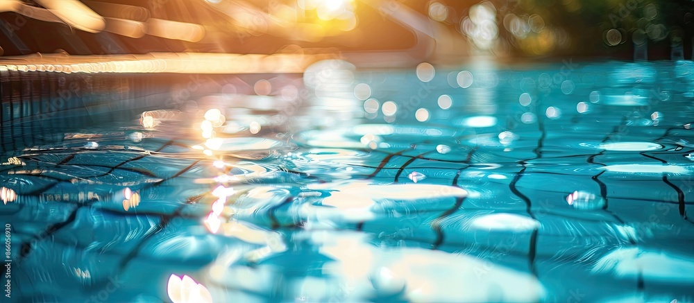 Fototapete Bokeh light background in the pool. Copy space image. Place for adding text or design