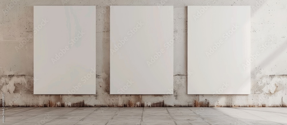 Fototapete three poster mockup. copy space image. place for adding text or design