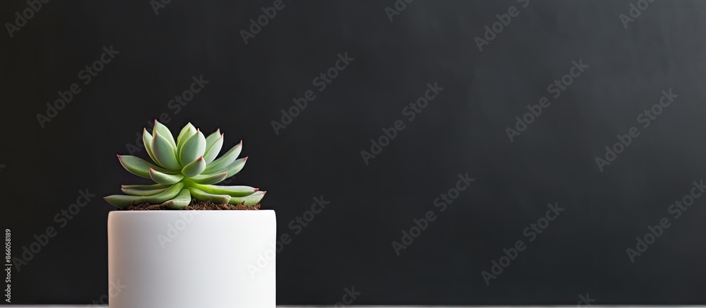 Poster succulent plant in a pot on a white backdrop with ample copy space image.