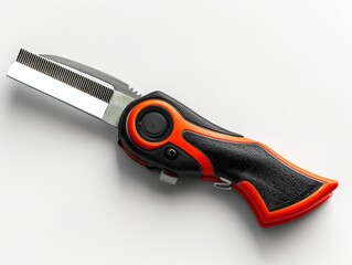 Obraz premium A knife with a black handle and an orange blade