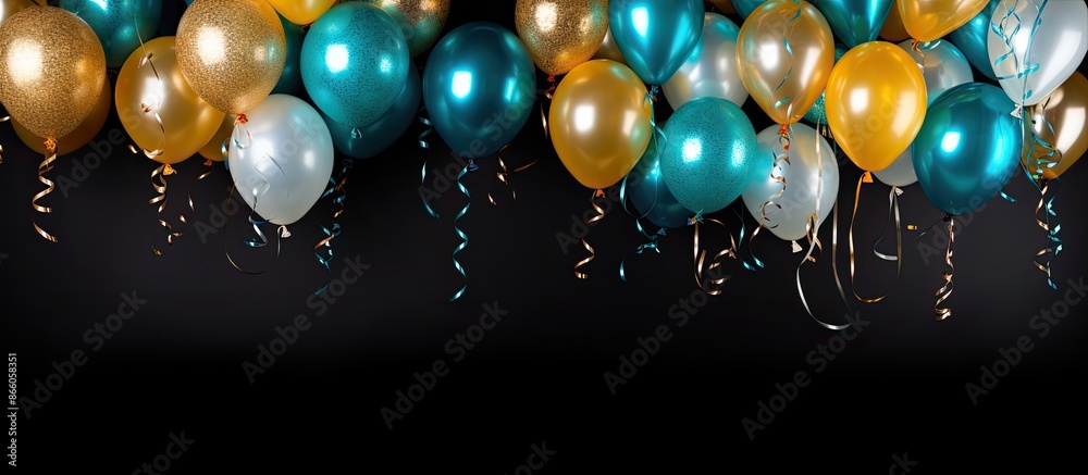 Poster celebratory ball rolling on a white background with copy space image.