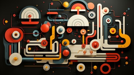 Obraz premium Explore modern reticulated art with geometric designs, flat illustrations, and precise details in high resolution.