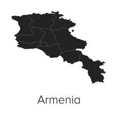 Armenia Map Vector Illustration - Silhouette, Outline, Armenia Travel and Tourism Map