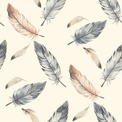Minimal seamless pattern featuring feather soft textures. The intricate, delicate lines convey a feeling of softness and grace, enhancing any project with a touch of natural beauty.