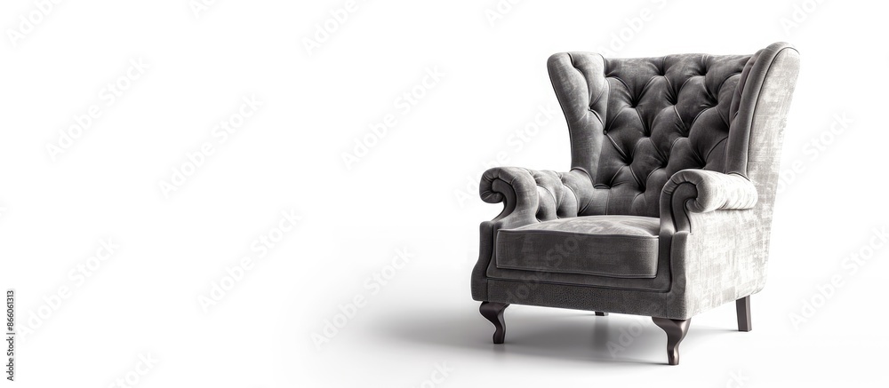 Poster large gray armchair on white background, isolated. with copy space image. place for adding text or d