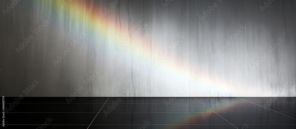Poster abstract background featuring a black and white textured wall with rainbow refraction and a smoky pl