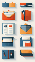 Minimalist Accordion Icons Set for User Interface Design: Flat Style Collection for Clean and Practical Web and App Layouts