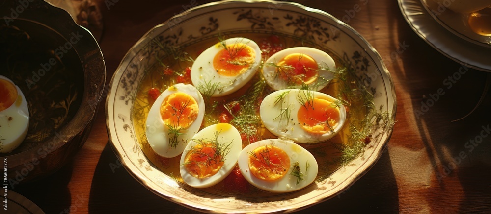 Fototapete uncooked eggs are a potential ingredient in a variety of dishes. with copy space image. place for ad