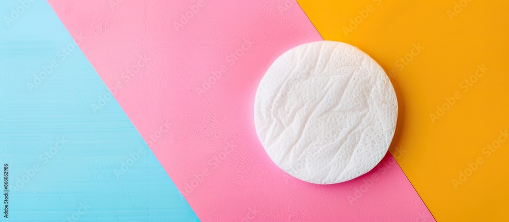 Leinwandbilder top-view cotton pad on colorful background with ample copy space image.
