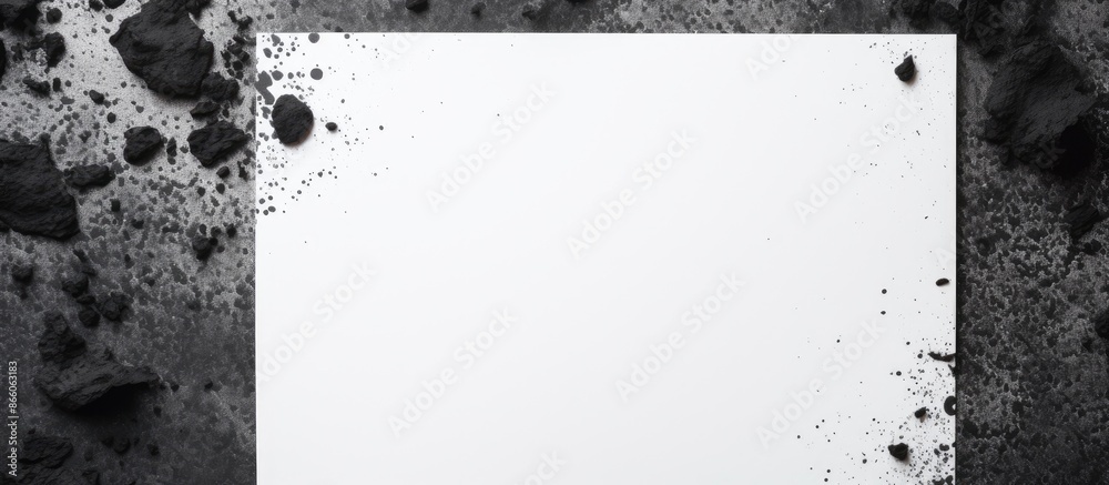 Aufkleber A black scrap paper on a white background with space for writing text or placing images. with copy space image. Place for adding text or design