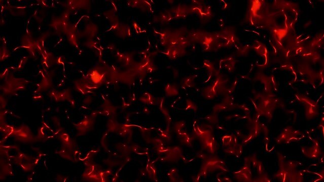 Digital liquid metal waving red color animation on liquid background.