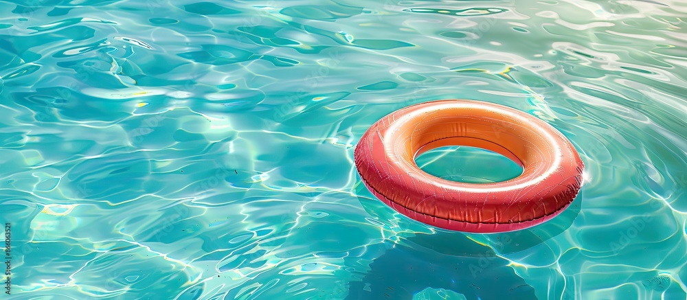 Aufkleber colorful pool float drifting on clear turquoise water under bright tropical sunlight, offering a ser