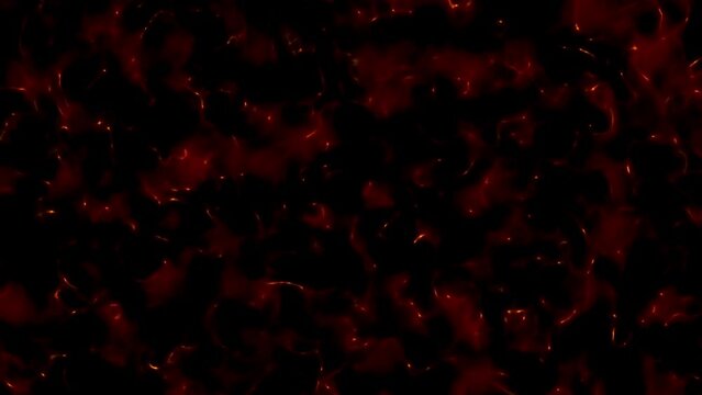 Digital liquid metal waving red color animation on liquid background.