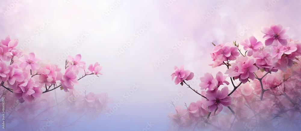 Poster embrace the essence of flowers in a natural setting with a blank space for images, ideal for backgro