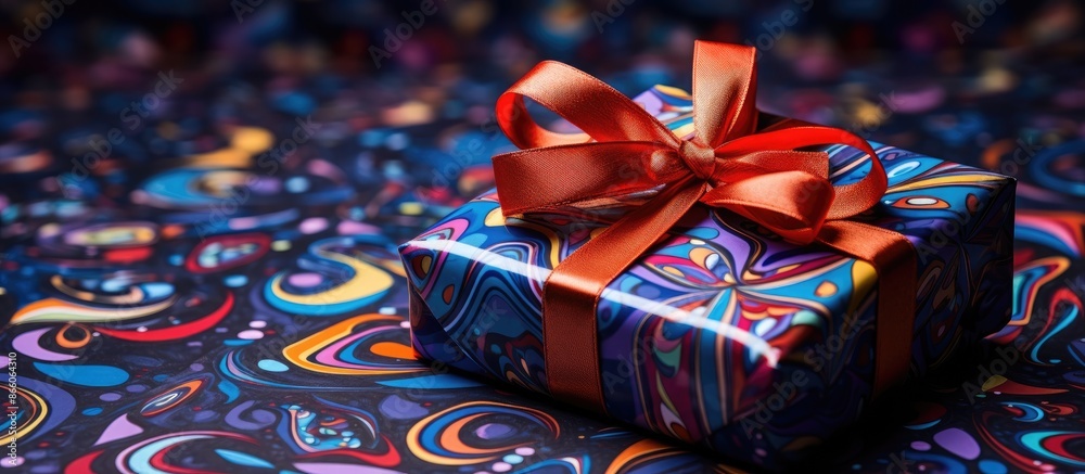 Poster close up copy space image featuring gift wrapping paper.