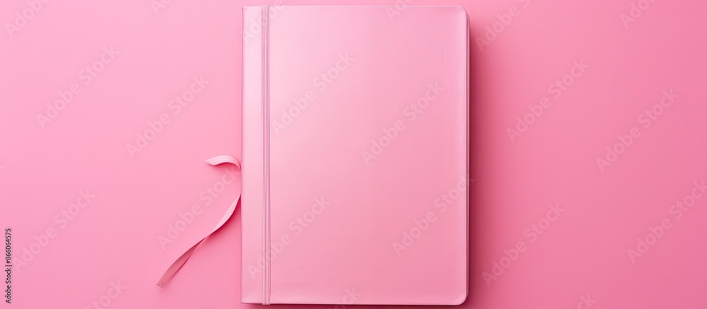 Aufkleber pink diary displayed against a pink backdrop, with ample copy space image available on the page.