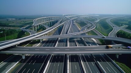 Obraz premium Multi line high way bridge crossroads Generative AI