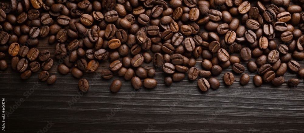 Aufkleber roasted coffee beans create a stylish backdrop in a copy space image.
