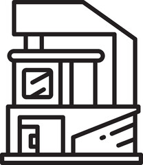 Modern Building Line Icon
