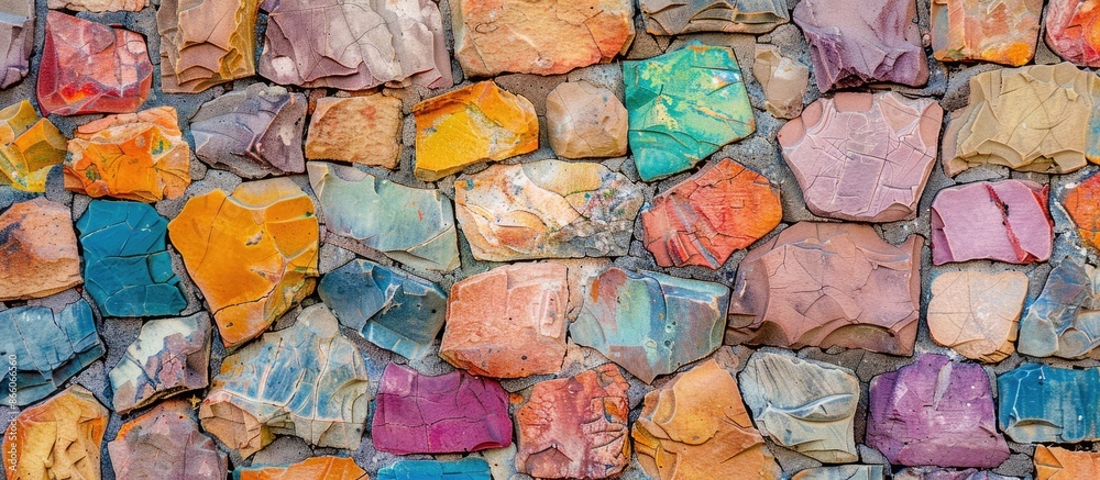 Poster Colorful stone wall background. with copy space image. Place for adding text or design
