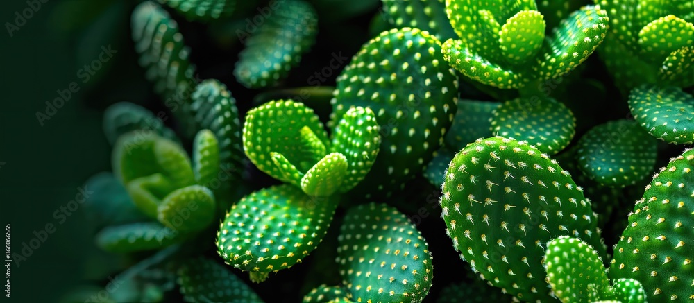 Fototapete macro, close up of cactus - succullent plant. with copy space image. place for adding text or design