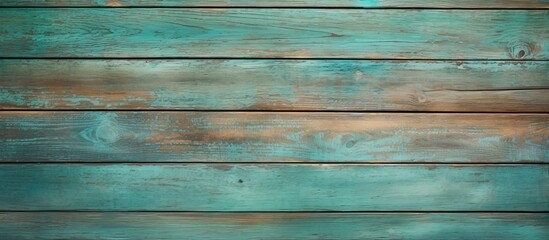 Obraz premium Rustic distressed aqua green blue hues on a reclaimed wood surface, perfect for a copy space image.
