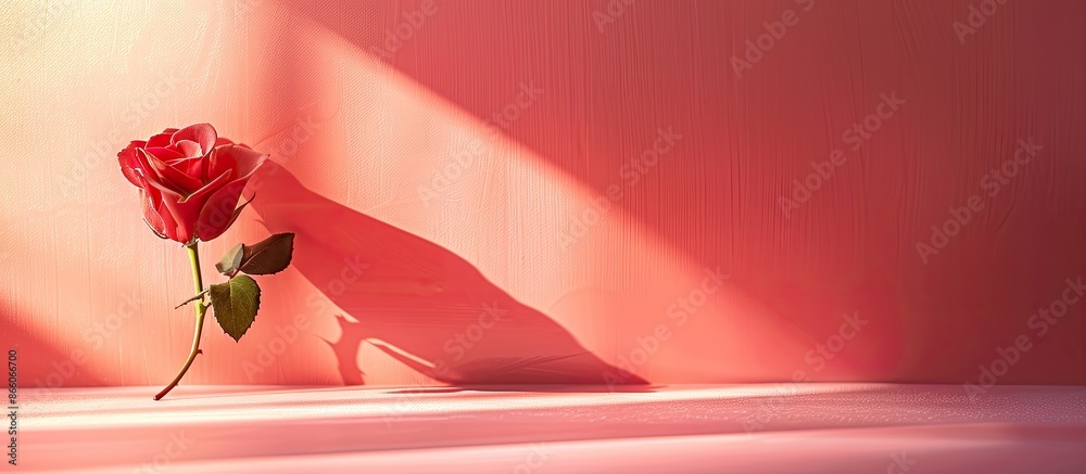 Poster heart-shaped shadow for a minimalistic mother's day composition with copy space image, embracing a c