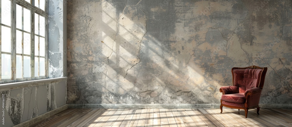 Poster interior of a room with a chair                        . with copy space image. Place for adding text or design
