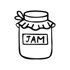 Doodle jar of jam. Hand-drawn vector illustration