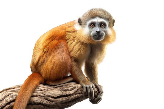 Madidi titi monkey on a white background. Wildlife Animals. Illustration, Generative AI.