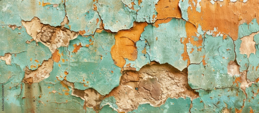 Aufkleber Old wall with cracked paint provides an abstract texture with copy space image potential.