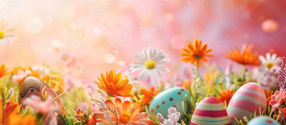 Fototapete Concept for Easter celebration with blank space for text or graphics in the image. Copy space image. Place for adding text and design