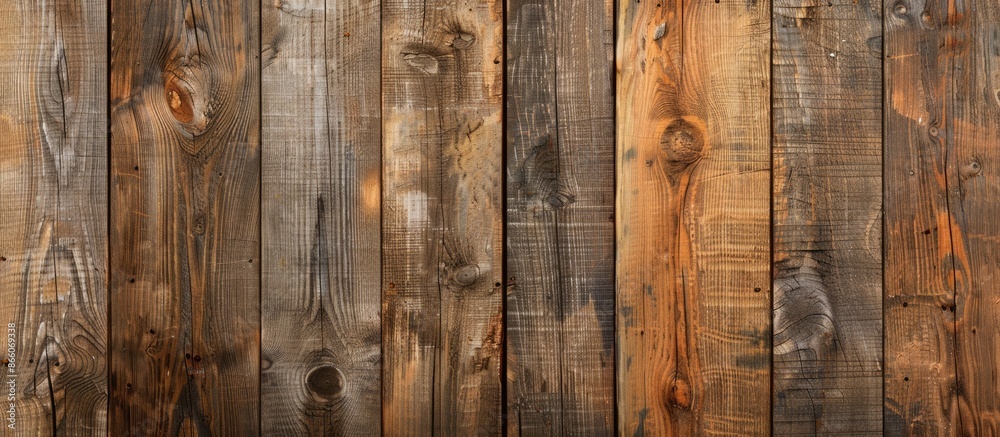 Poster an aged natural pattern on wooden boards creates a rustic wood texture background on the floor or wa