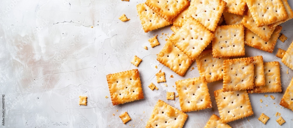 Aufkleber Delicious crackers displayed on a bright background with copy space image.